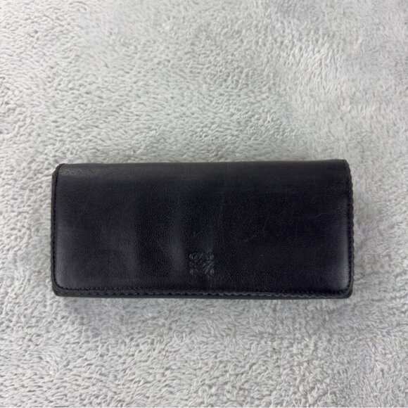 LOEWE Anagram Leather Bifold Long Wallet Black - Picture 1 of 15